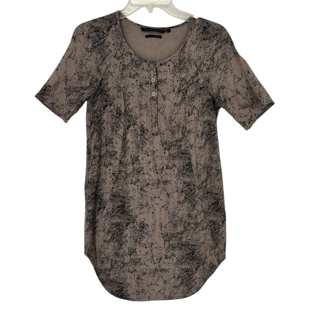 Silvian Heach Sheath Dress Womens XS Pockets Abstract Taupe Black Lagenlook